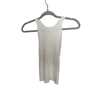 Commense Ribbed Tank Top Criss Cross‎ Back Sleeveless Casual White S